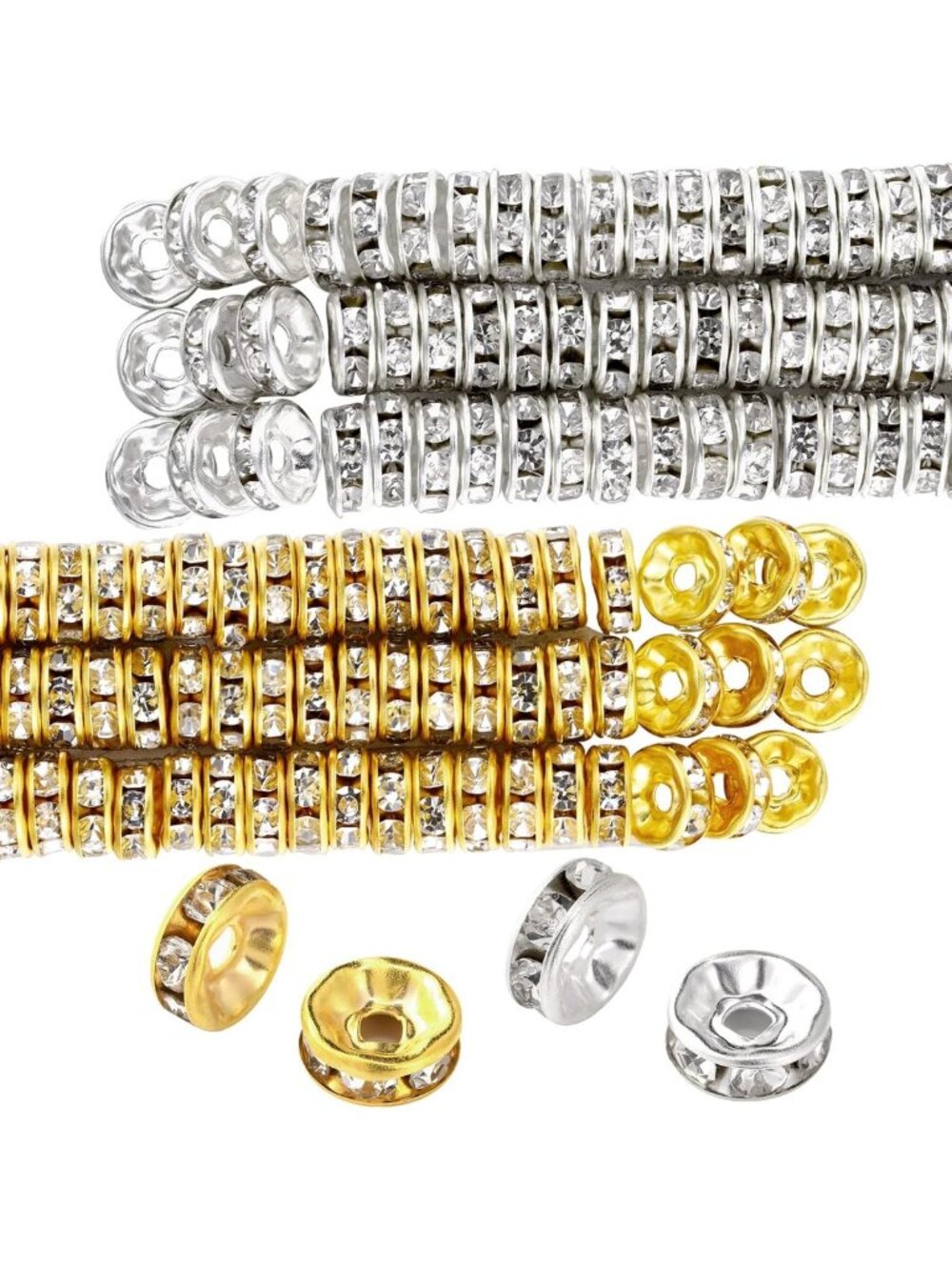 800 Pcs 8mm Round Spacer Beads - Gold & Silver Jewelry Making Supplies